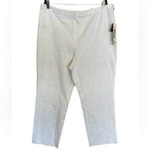 Lauren Ralph Lauren Womens Pants Size 18W White Embroidered Straight Cotton Flat